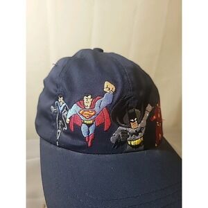 Rare DC Comics Superman Batman Flash Embroidered Hat  1999 Warner Bro Studio VTG